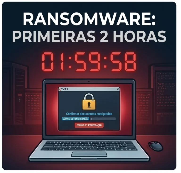 Tela de computador infectado por ransomware com cronômetro