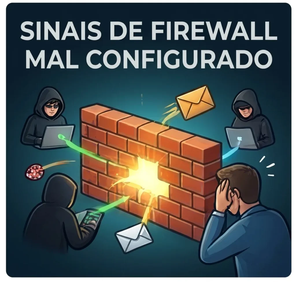 Ilustração de firewall sendo atacado por hackers