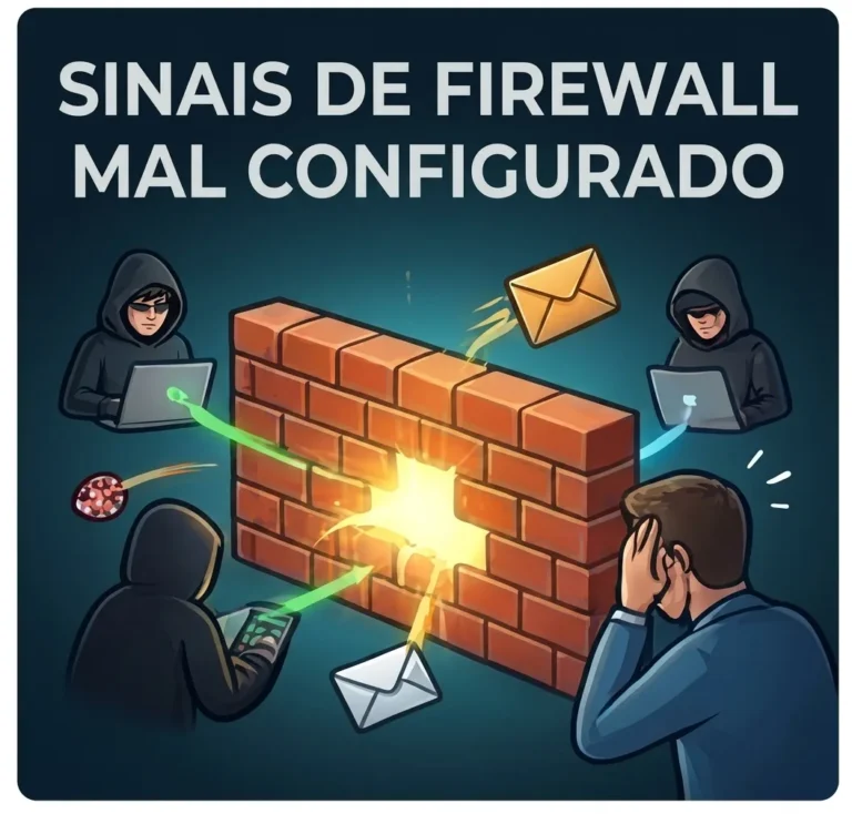 Ilustração de firewall sendo atacado por hackers