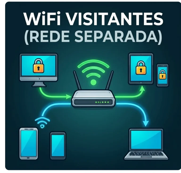 Ilustração de rede Wi-Fi de visitantes separada da rede interna da empresa