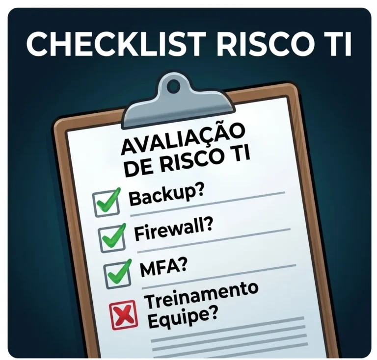 Checklist de avaliação de risco de TI com itens marcados