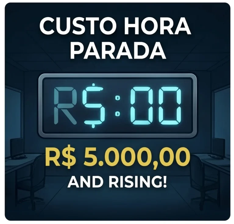 Relógio mostrando custo financeiro de uma hora de sistema parado