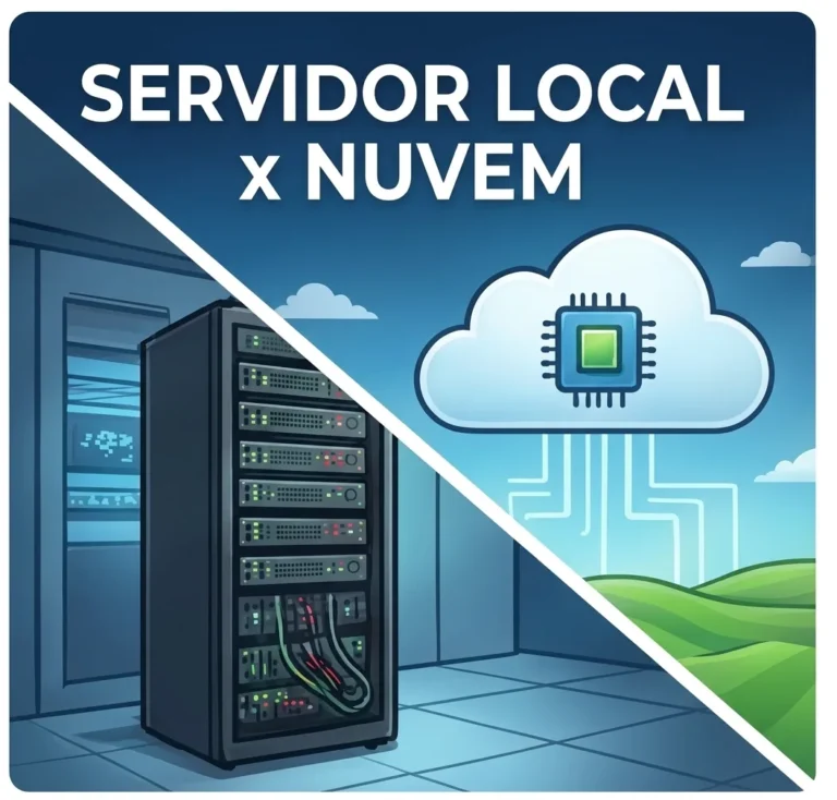 Comparação entre servidor local e armazenamento em nuvem